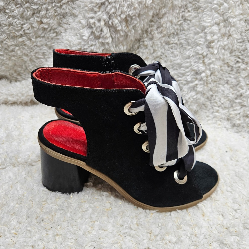Girotti Peep-toe Laceup Italian Leather Booties sz 39